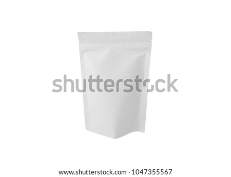 paper plastic bag package zipper seal white clean empty isolated on white background