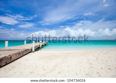 Beautiful beach at Caribbean Providenciales island in Turks and Caicos Royalty-Free Stock Photo #104736026
