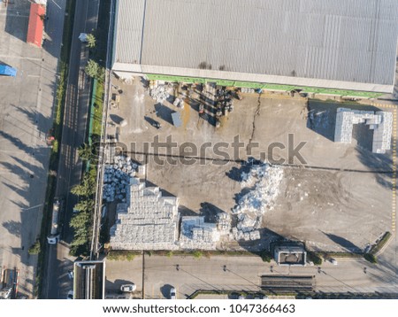 Bird's eye drone photo of a factory site