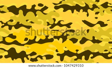 Seamless yellow camouflage pattern. Repeating military clothing texture.