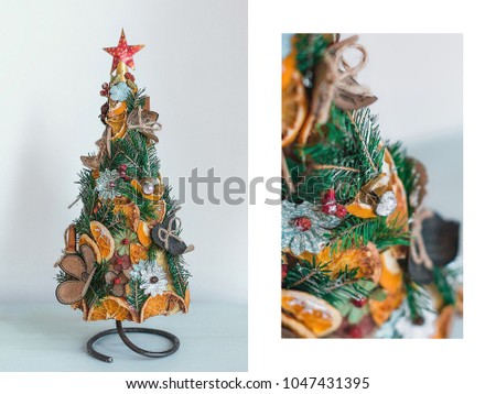 Hand made christmas tree on white background