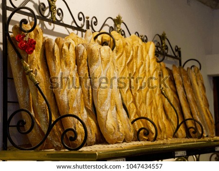 Baguettes in a French Bakery near the Eiffel Tower          