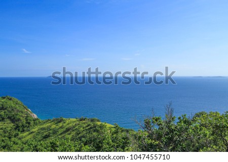 image of view point on mountain to see view of nature sea and sky