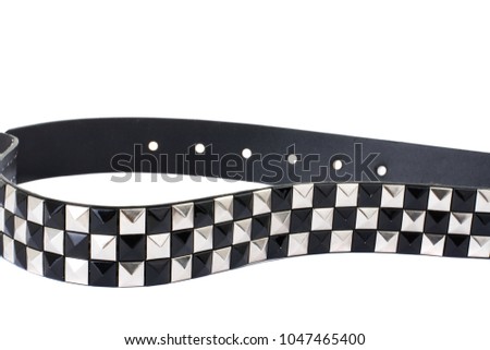 Series. Black Leather Belt with Chrome Studs
