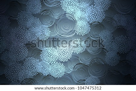 Dark BLUE vector abstract doodle pattern. A completely new color illustration in doodle style with flowers. The elegant pattern can be used as a part of a brand book.