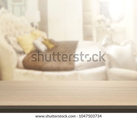 Table Top And Blur Background In The Bedroom