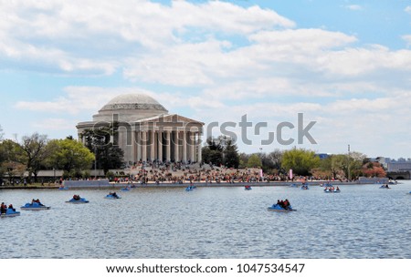 Jefferson Memorial in spring with Cherry Blossoms in bloom.