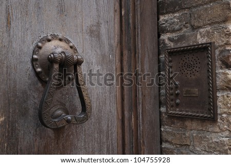 Ancient wooden door detail lock