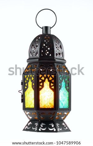 Ramadan lantern isolated. Arabic  decoration lamp on white background. Royalty-Free Stock Photo #1047589906