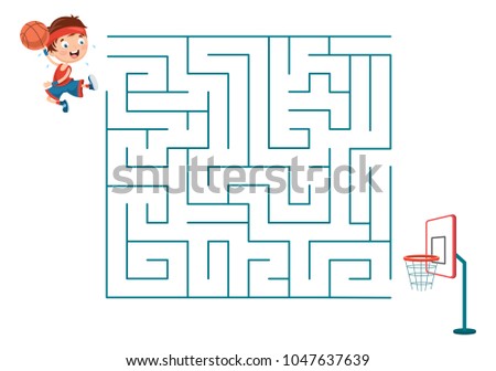 Vector Illustration Of Basketball Maze
