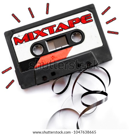 mixtape audio tape label red 