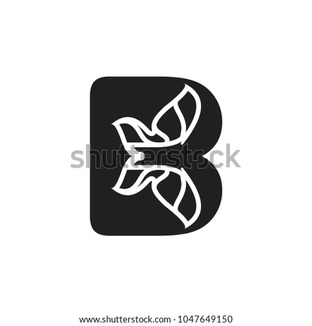 B letter with butterfly silhouette logo design vector