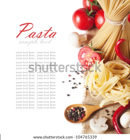 italian pasta with tomato and mushrooms Royalty-Free Stock Photo #104765339