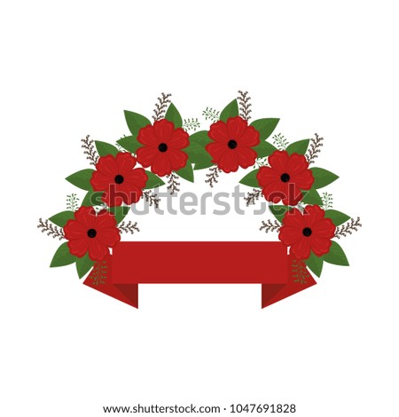floral wreath crown frame with ribbon