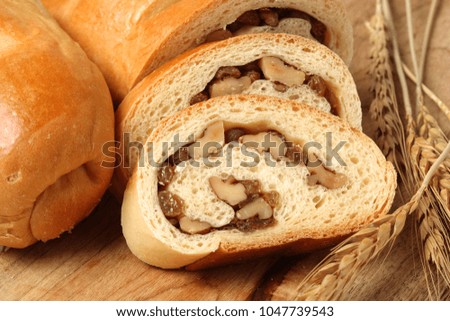 Fresh Baked  Bread With Walnuts and raisin.