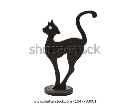 black wooden cat on a white background