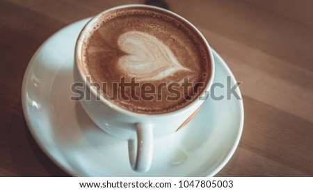Hot Latte Coffee With Heart Shape