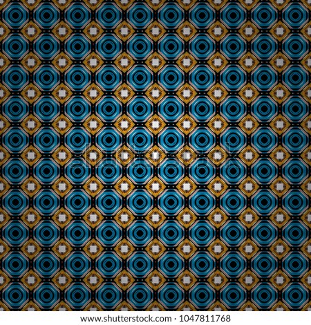 Seamless grunge micro vector print. Geometric abstract mosaic seamless pattern with tiles and simple shapes in yellow, black and blue colors for fashion. Abstract dynamic retro tiles background.