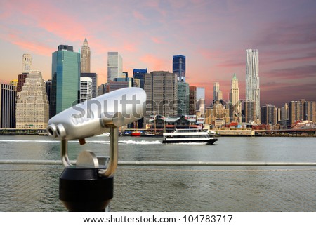 binoculars in Brooklyn for viewing the downtown Manhattan skyline