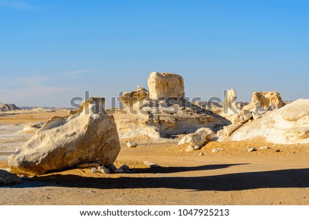 Sand and rock formations in the White desert, Egypt