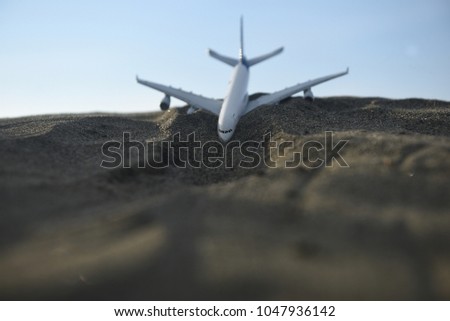 Airplane doing emergency landing in desert