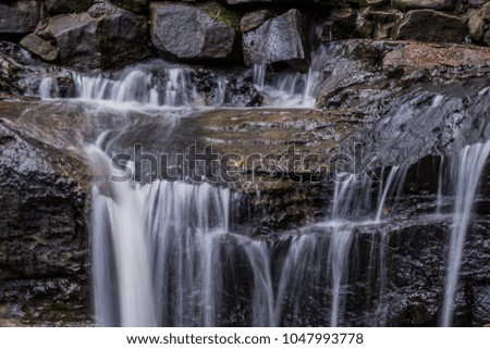 Small waterfalls in tropical forest.