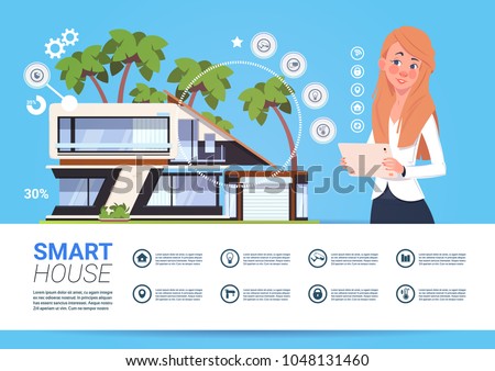 Smart Home Management Concept With Woman Holding Tablet Device