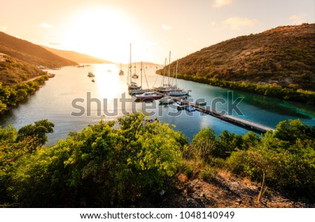 Beautiful sunset scene on the island of Virgin Gorda in BVI Royalty-Free Stock Photo #1048140949