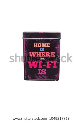 The box with sign for home and wi-fi, isolated on white