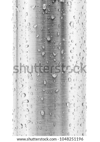 Water drops on stanless steel metalic texture