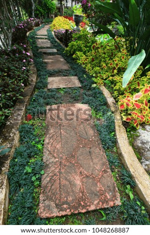 natural design (leaves pattern) garden walkway ,Thailand