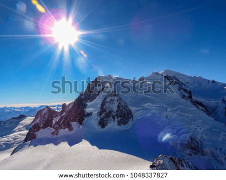 View from mount blanc - highest mountain in Alps