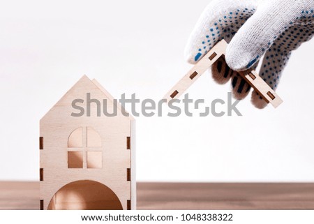Man build home.Concept construction home.