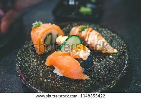 Sushi Salmon and Crab Egg Sushi