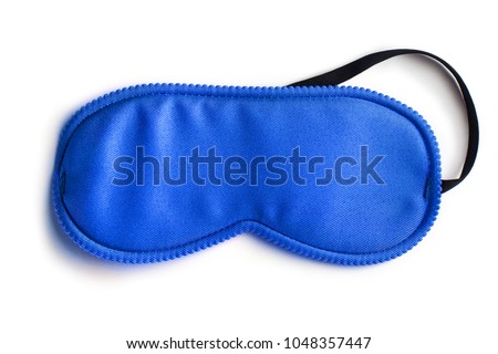Blue sleeping eye mask, isolated on white background Royalty-Free Stock Photo #1048357447