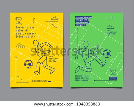 Template Sport Layout Design, Flat Design, single line,  Graphic Illustration, Football, Soccer, Vector Illustration.