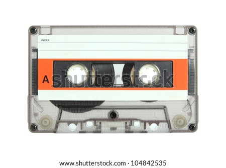 cassette tape isolated on white with clipping path Royalty-Free Stock Photo #104842535