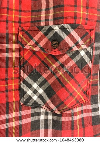 Red Shirt with sleeved plaid cotton texture
