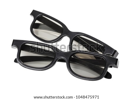 3d glasses close-up on white isolated background