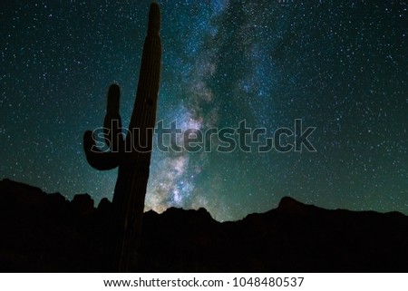 A night time scene with the milky way in the backdrop.