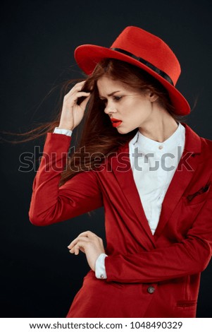    business woman in a red hat costume                            