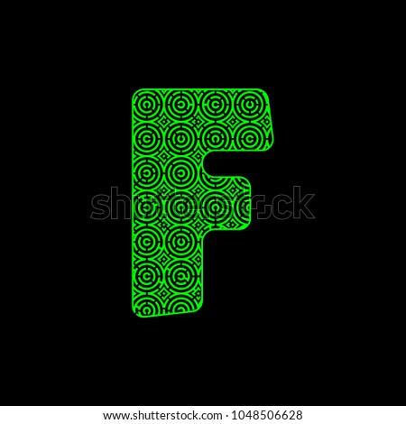 alphabet labirint green black F