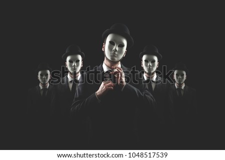 group of business men with white masks Royalty-Free Stock Photo #1048517539