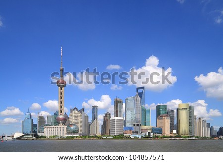 Clear Skies  Shanghai city of modern architecture backgrounds  skyline