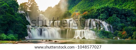 view of “ Ban Gioc “ waterfall, Cao Bang, Vietnam. “ Ban Gioc “ waterfall is one of the top 10 waterfalls in the world.