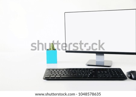 Computer, Desktop PC. for business modern White Office.copy space.