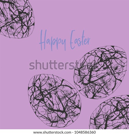 Vector Happy Easter template with eggs. Good for spring and Easter greeting cards and invitations.