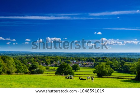 A September walk over Holmwood common in Surrey south east England with views of the North Downs Royalty-Free Stock Photo #1048591019