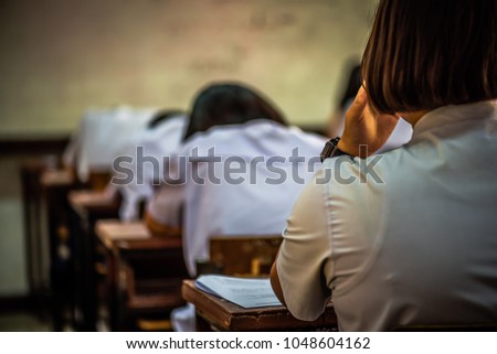 The high school examination in Thailand, southeast Asia.
