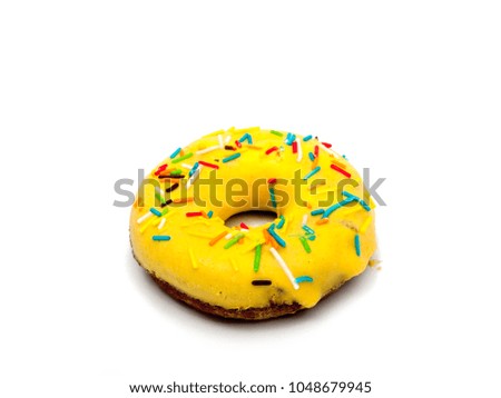 yellow donut isolated on the white background